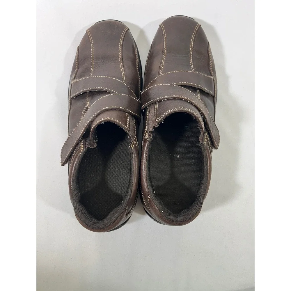 Rockport‎ XCS Mens Leather Hook and Loop Comfort Shoes Slip On Brown SZ 8.5